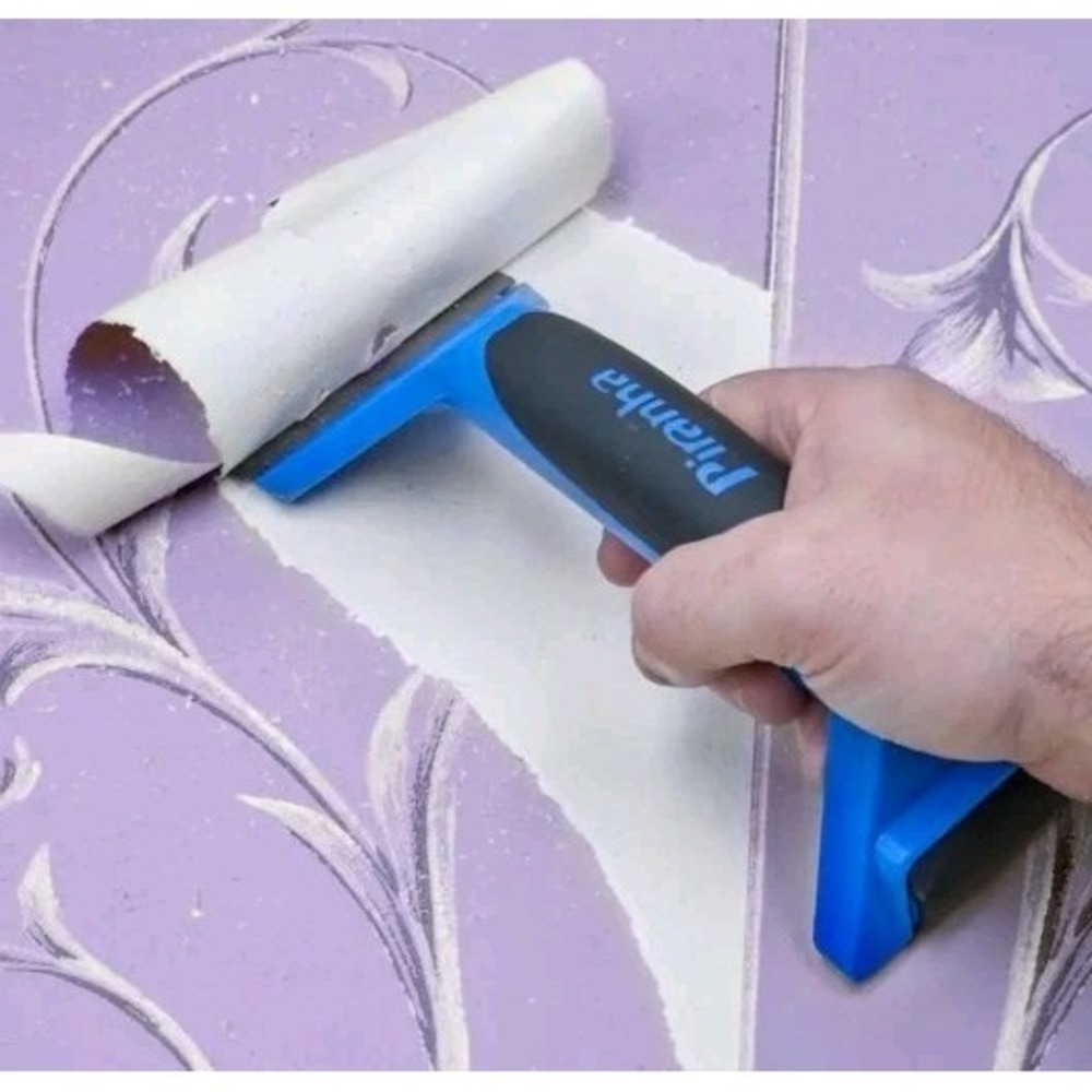ROMAN Piranha Wallpaper Removal Scraper - Angled Steel Blade -‎ Soft Grip Tool - Picture 5 of 9